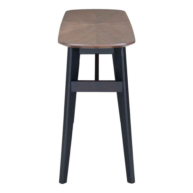 48" Espresso and Black Solid Wood Oval Console Table