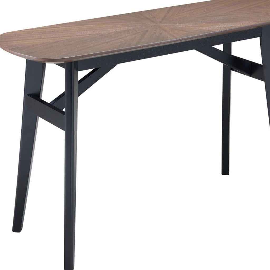48" Espresso and Black Solid Wood Oval Console Table
