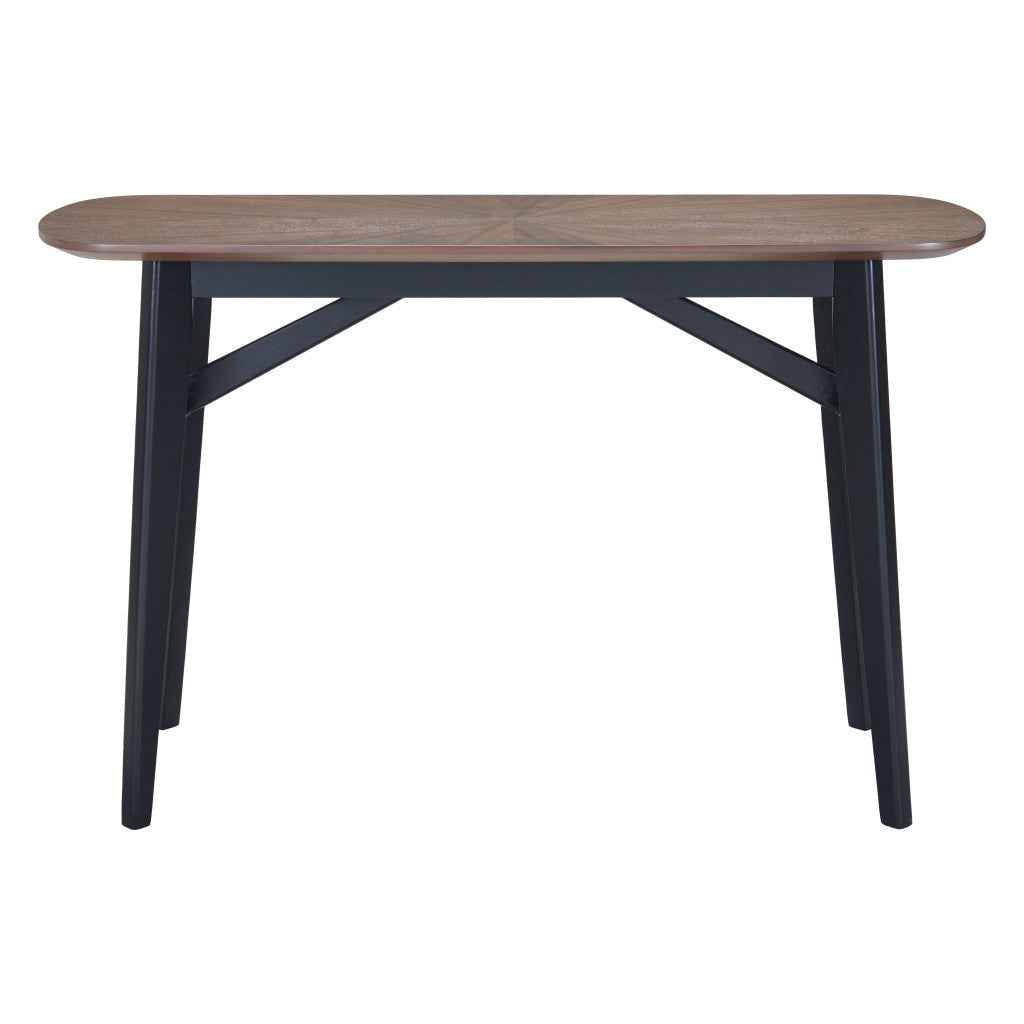 48" Espresso and Black Solid Wood Oval Console Table