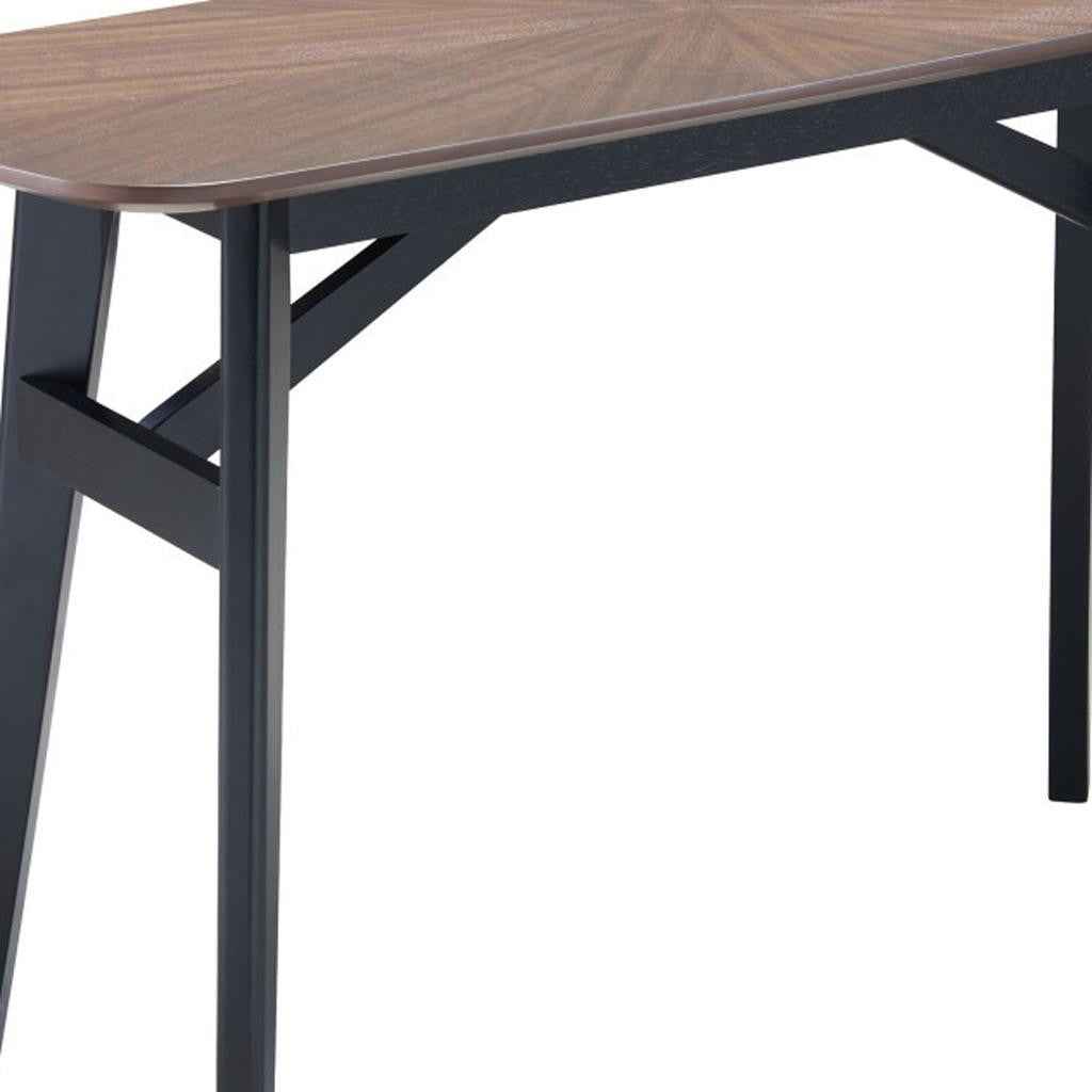 48" Espresso and Black Solid Wood Oval Console Table