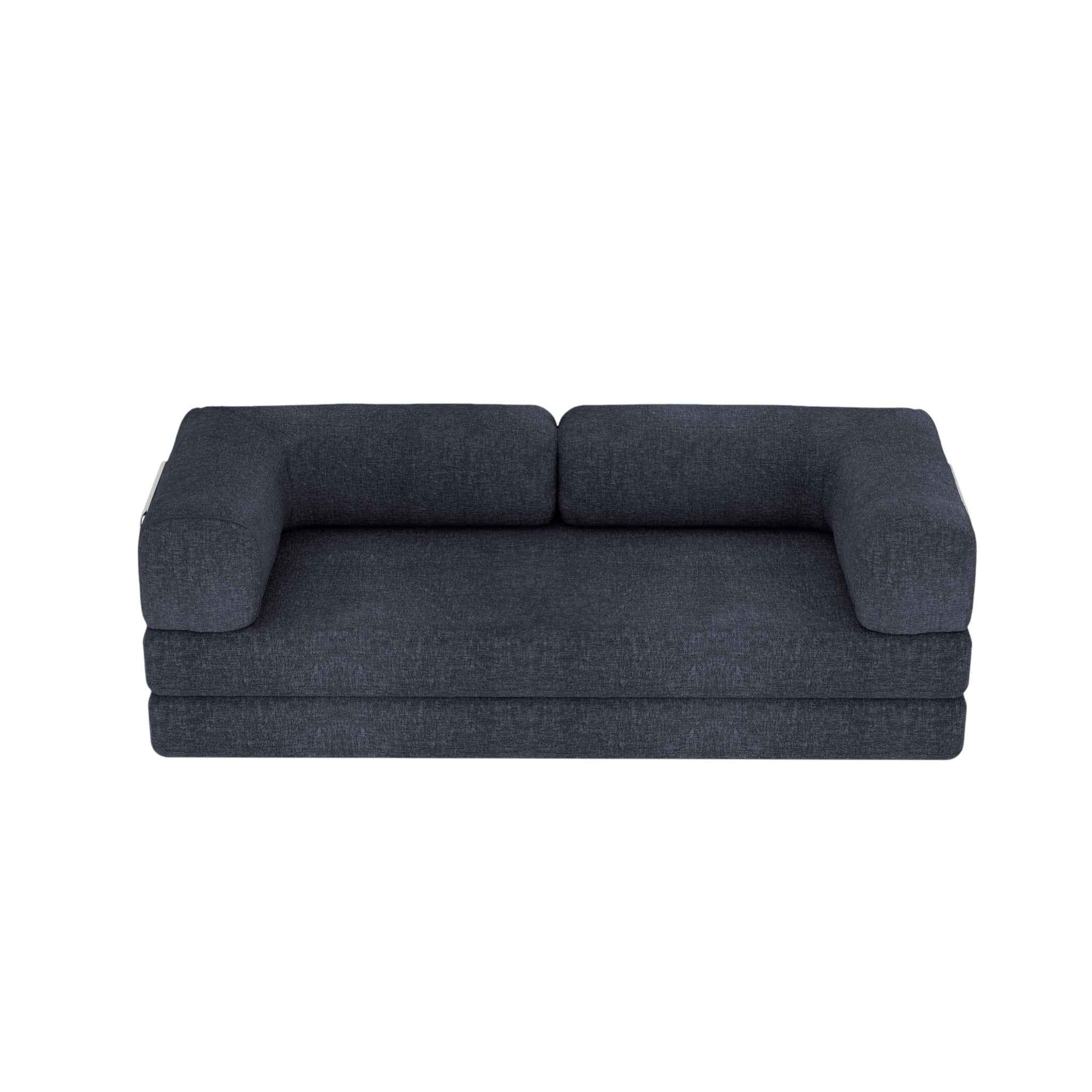 82" Blue Chenille Convertible Futon Sleeper Sofa