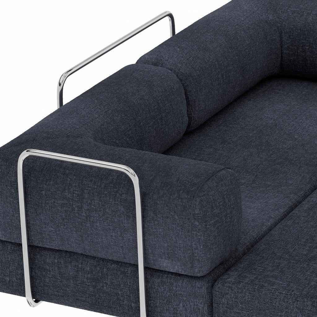 82" Blue Chenille Convertible Futon Sleeper Sofa