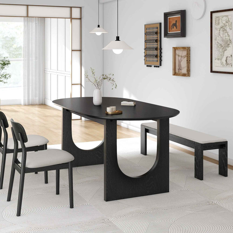 33" Black Solid Wood Oval Bar Table
