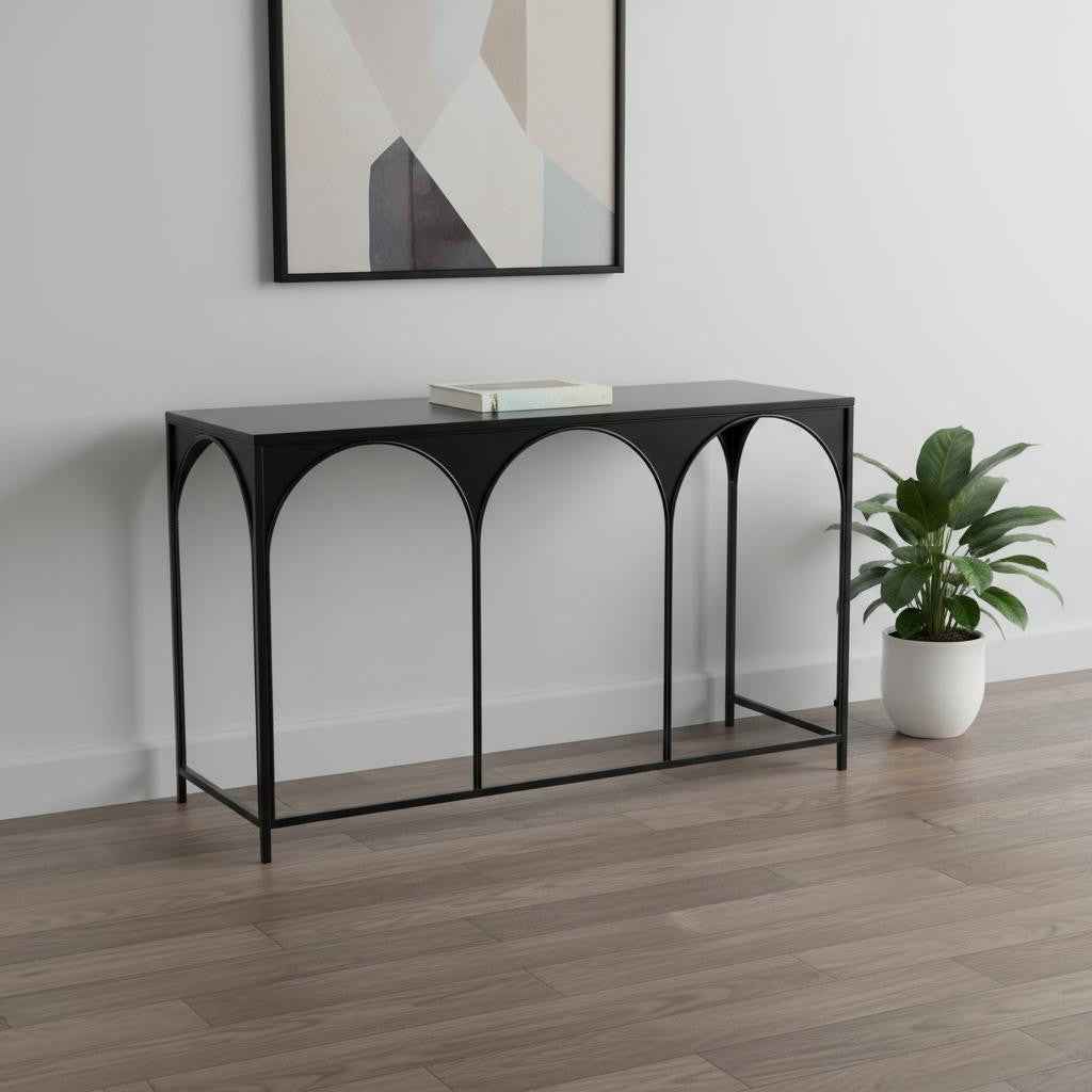 50" Black Steel Frame Console Table