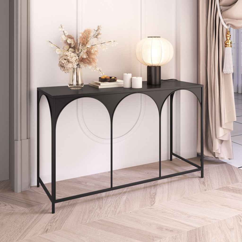 50" Black Steel Frame Console Table