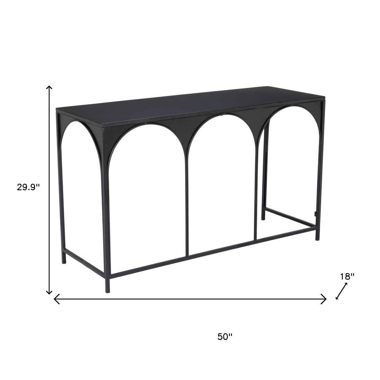 50" Black Steel Frame Console Table