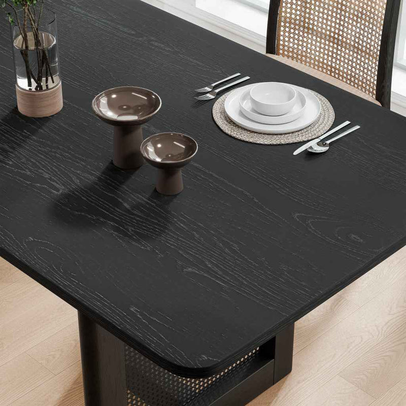 33" Black Solid Wood Rectangular Bar Table