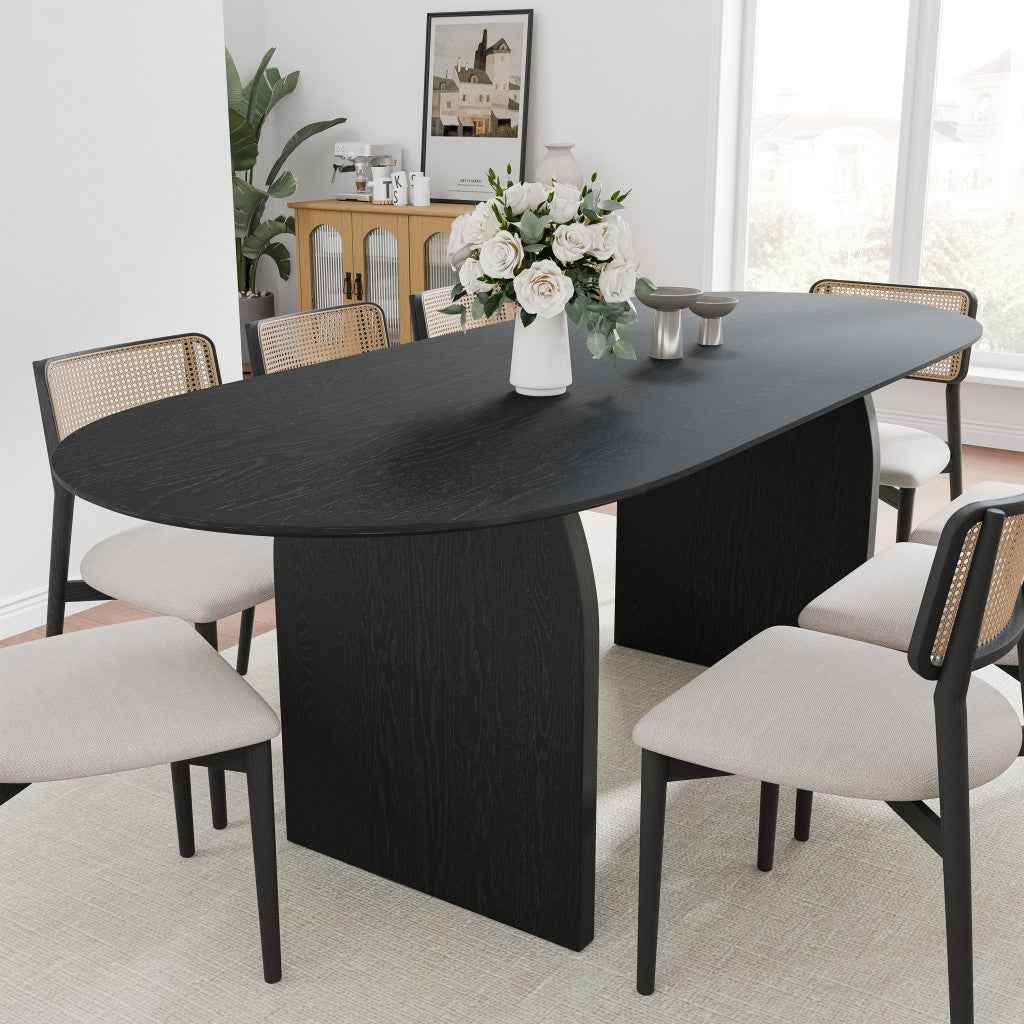 33" Black Solid Wood Oval Bar Table
