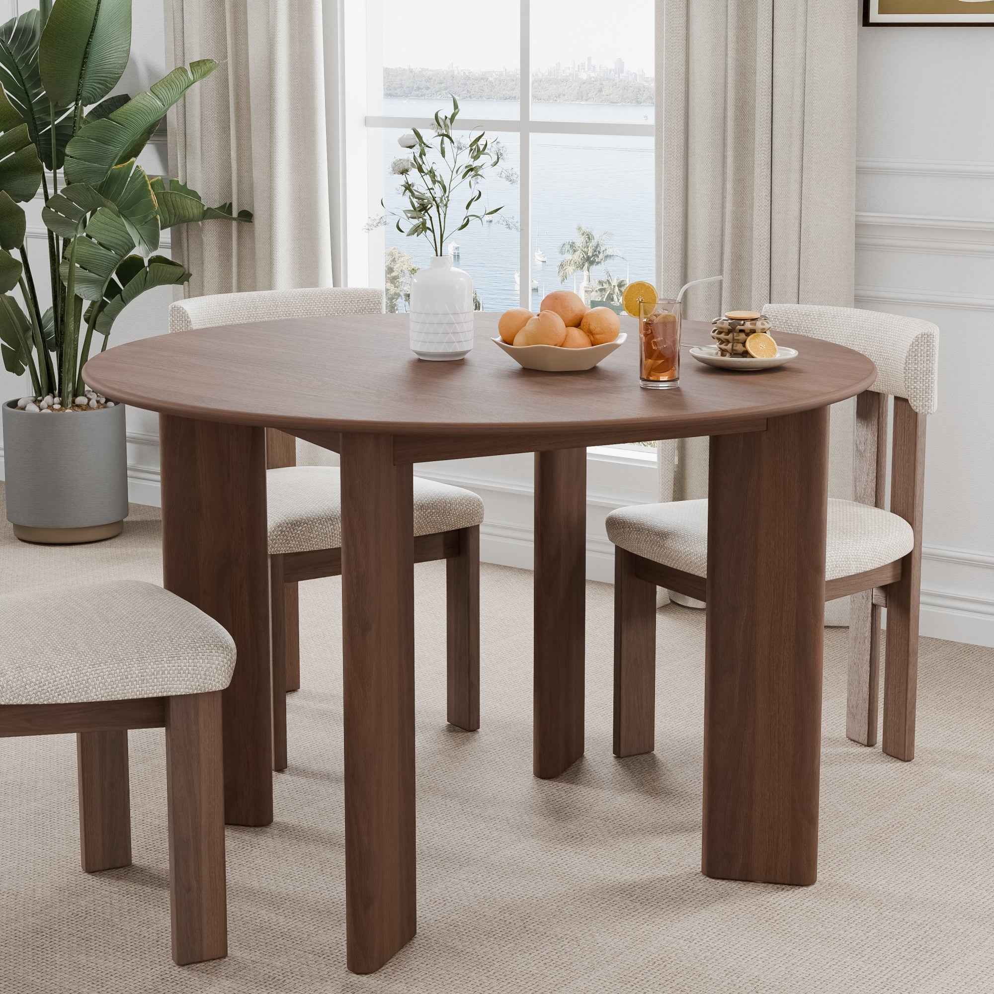 45" Brown Solid Wood Rounded Bar Table