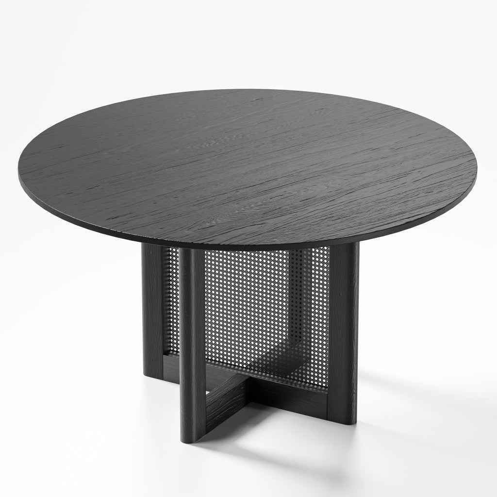 52" Black Solid Wood Rounded Bar Table