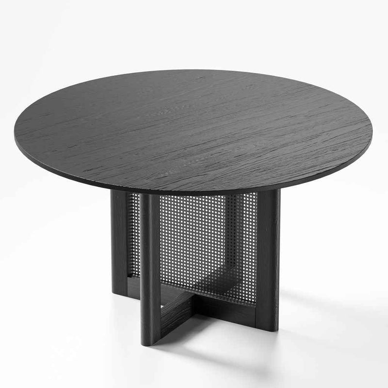 52" Black Solid Wood Rounded Bar Table
