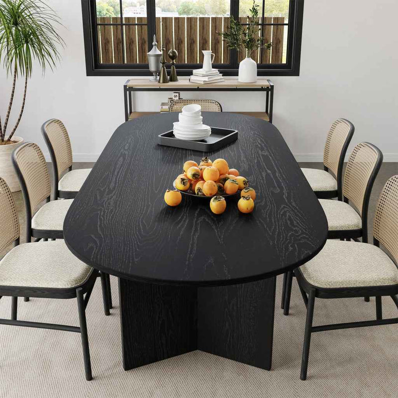 33" Black Solid Wood Oval Bar Table