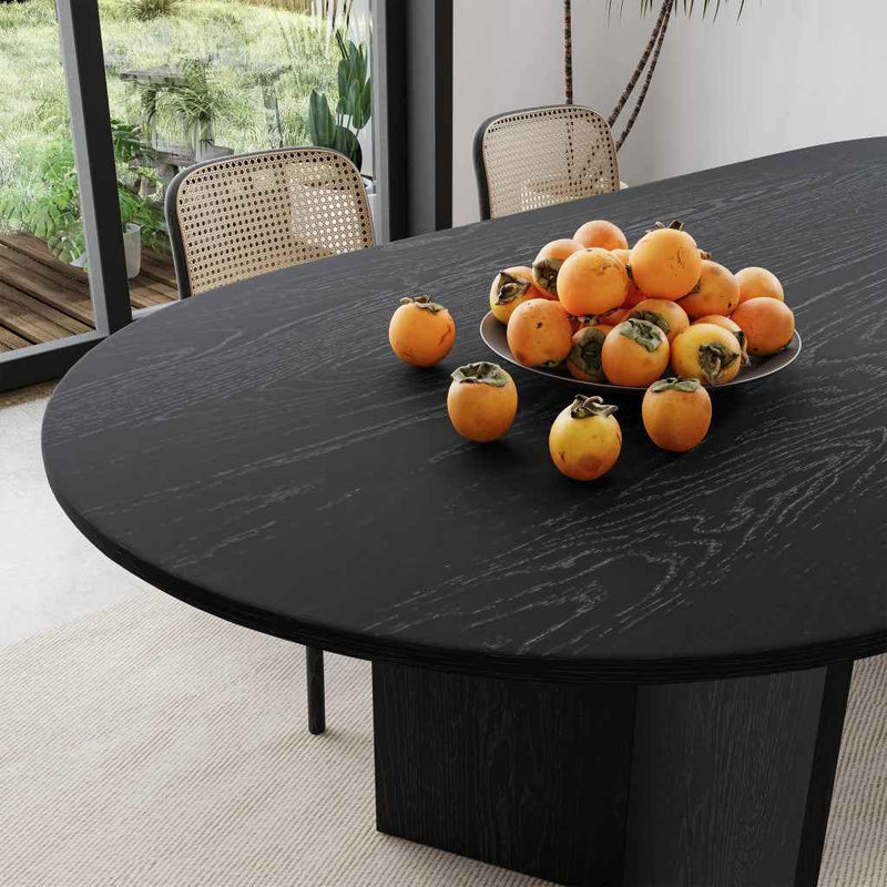 33" Black Solid Wood Oval Bar Table