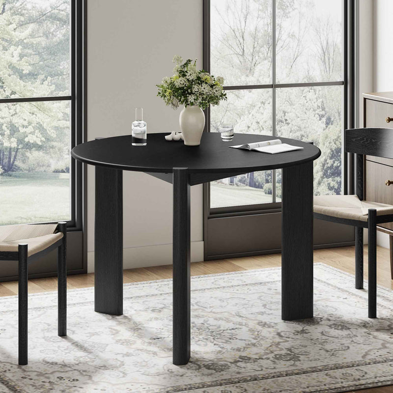 42" Black Solid Wood Rounded Bar Table