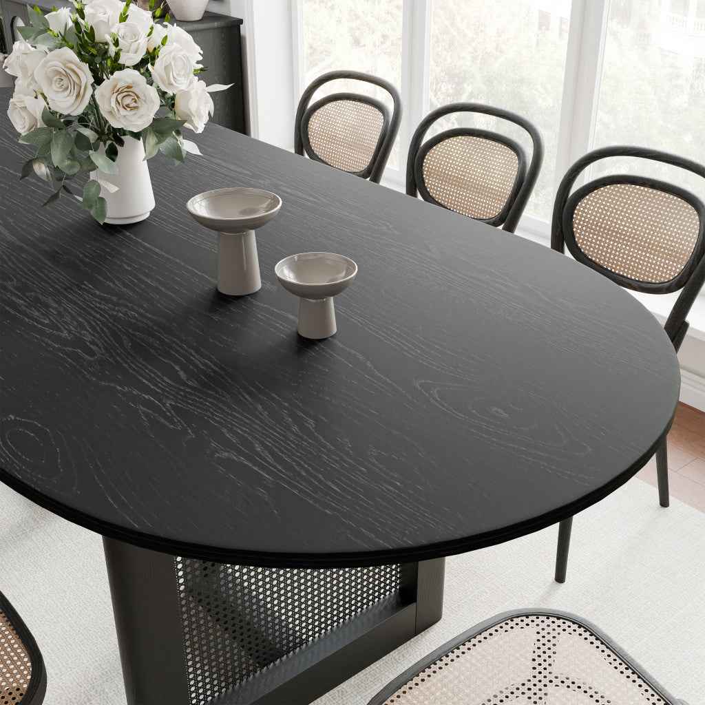 33" Black Solid Wood Oval Bar Table