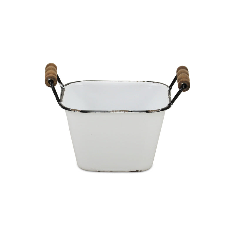 6" White Stackable Metal Bucket - Office