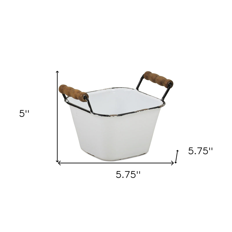 6" White Stackable Metal Bucket - Office