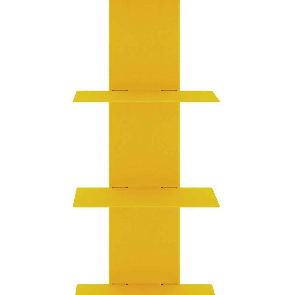 38" Yellow Metal Six Shelf Modern Tower Bookcase