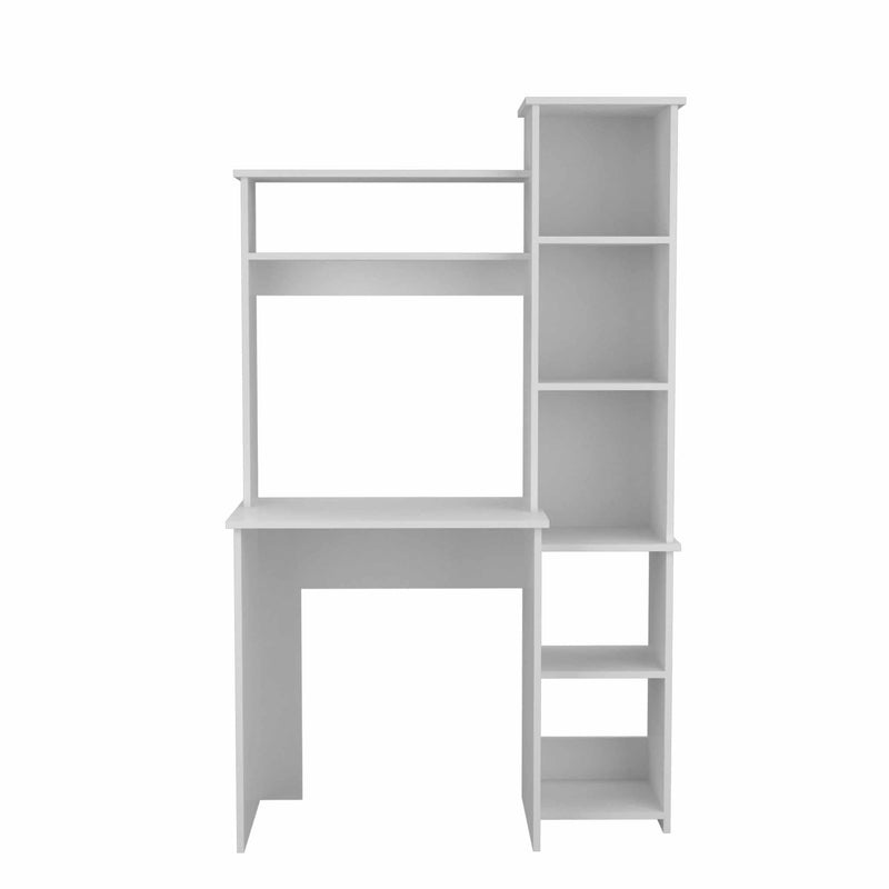 39" White Wood Pedestal Computer Desk With Hutch - Office
