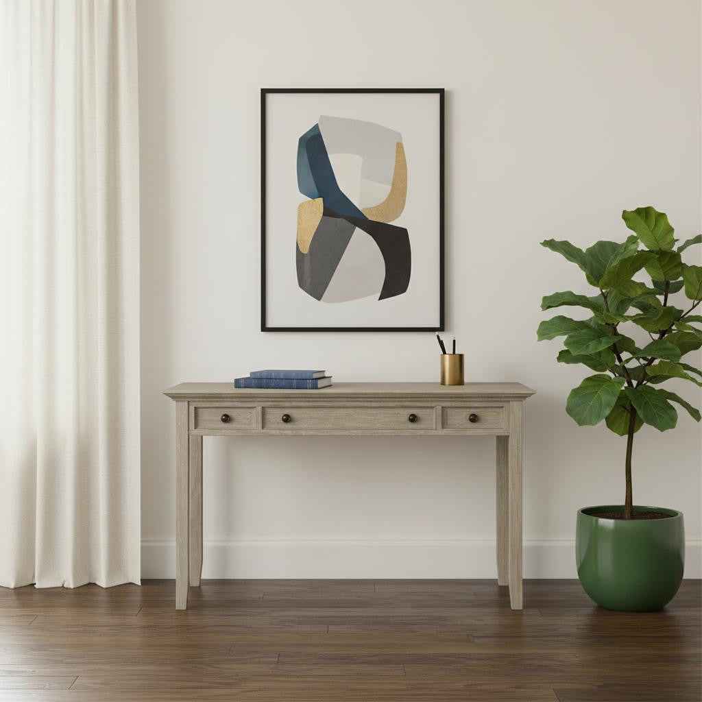 54" Gray Solid Wood Computer Desk