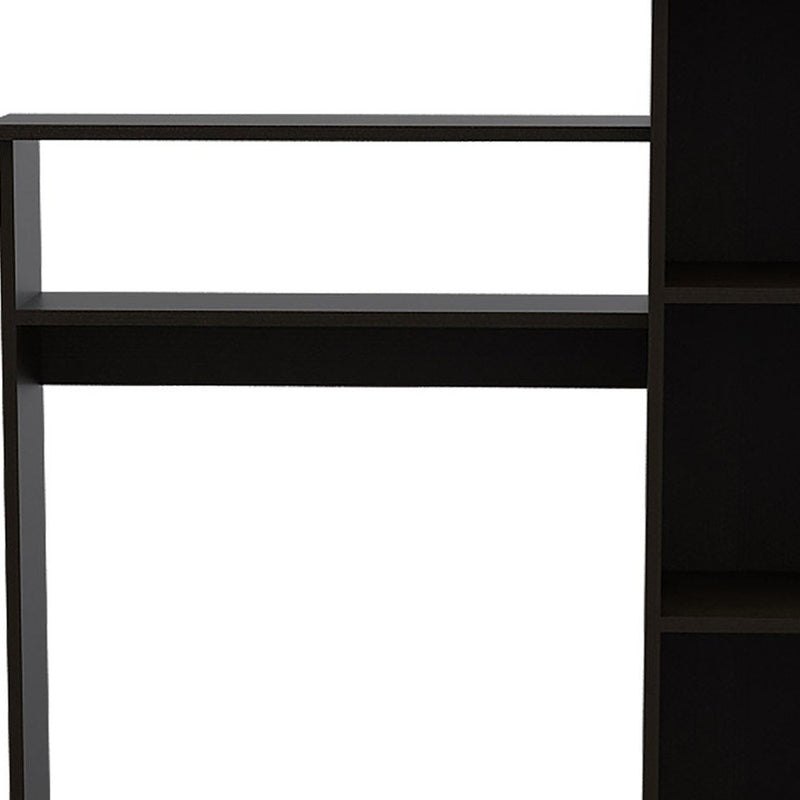 40" Black Wood Pedestal Computer Desk With Hutch - Office