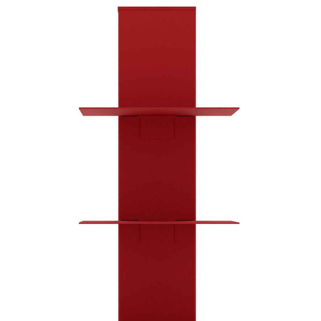 38" Red Metal Six Shelf Modern Tower Bookcase