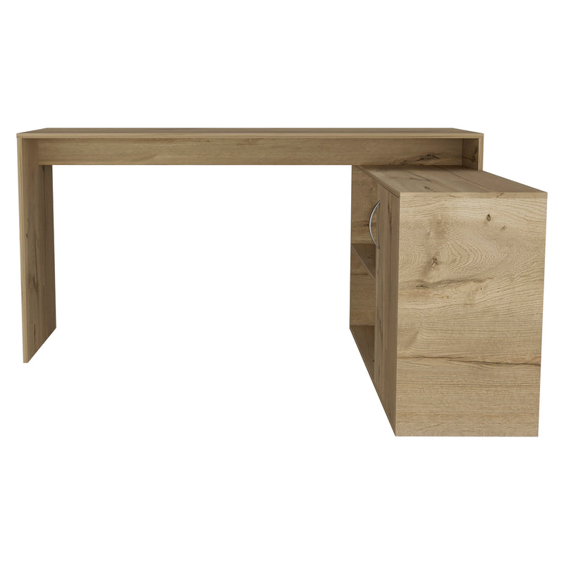 60" Oak Wood L Shape Computer Desk - Office
