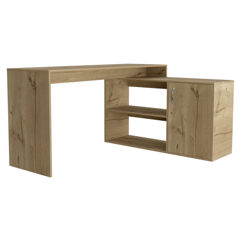 60" Oak Wood L Shape Computer Desk - Office