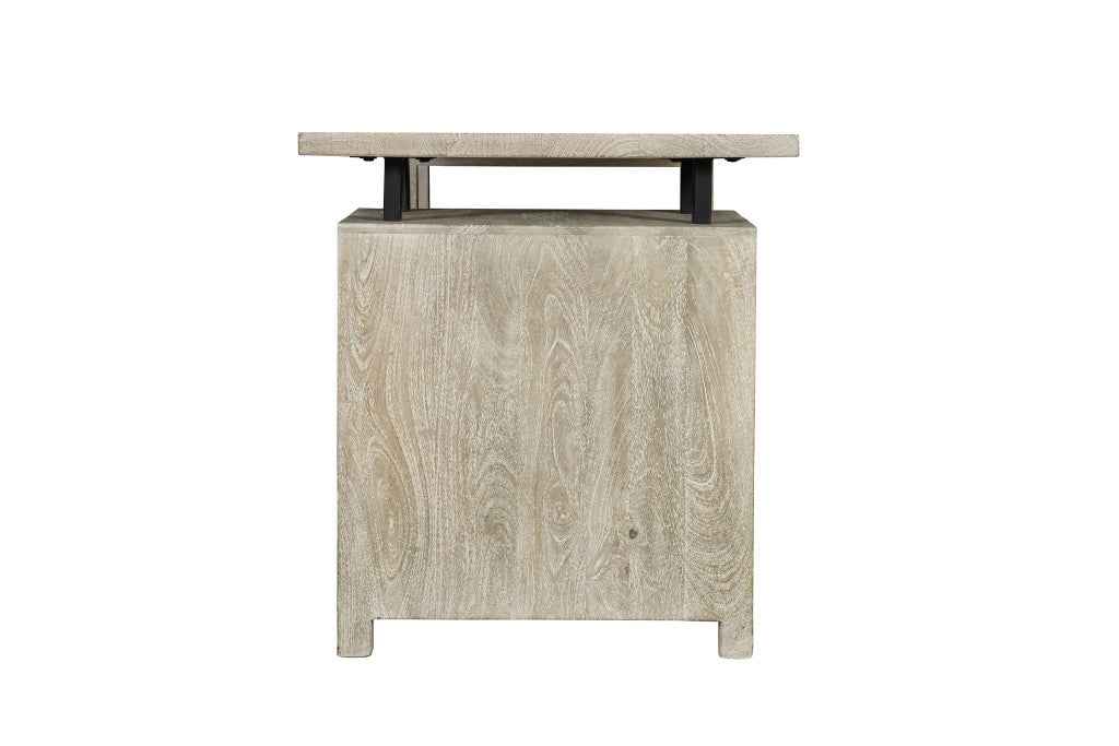 68" Gray Solid Wood Writing Desk With Three Drawers