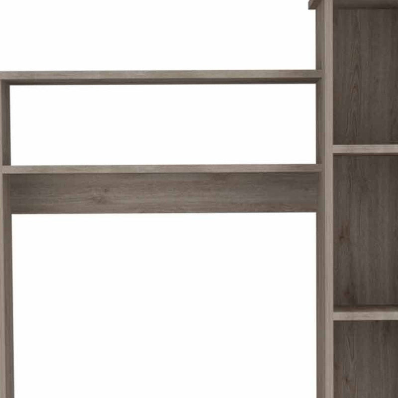 39" Light Gray Wood Pedestal Computer Desk With Hutch - Office