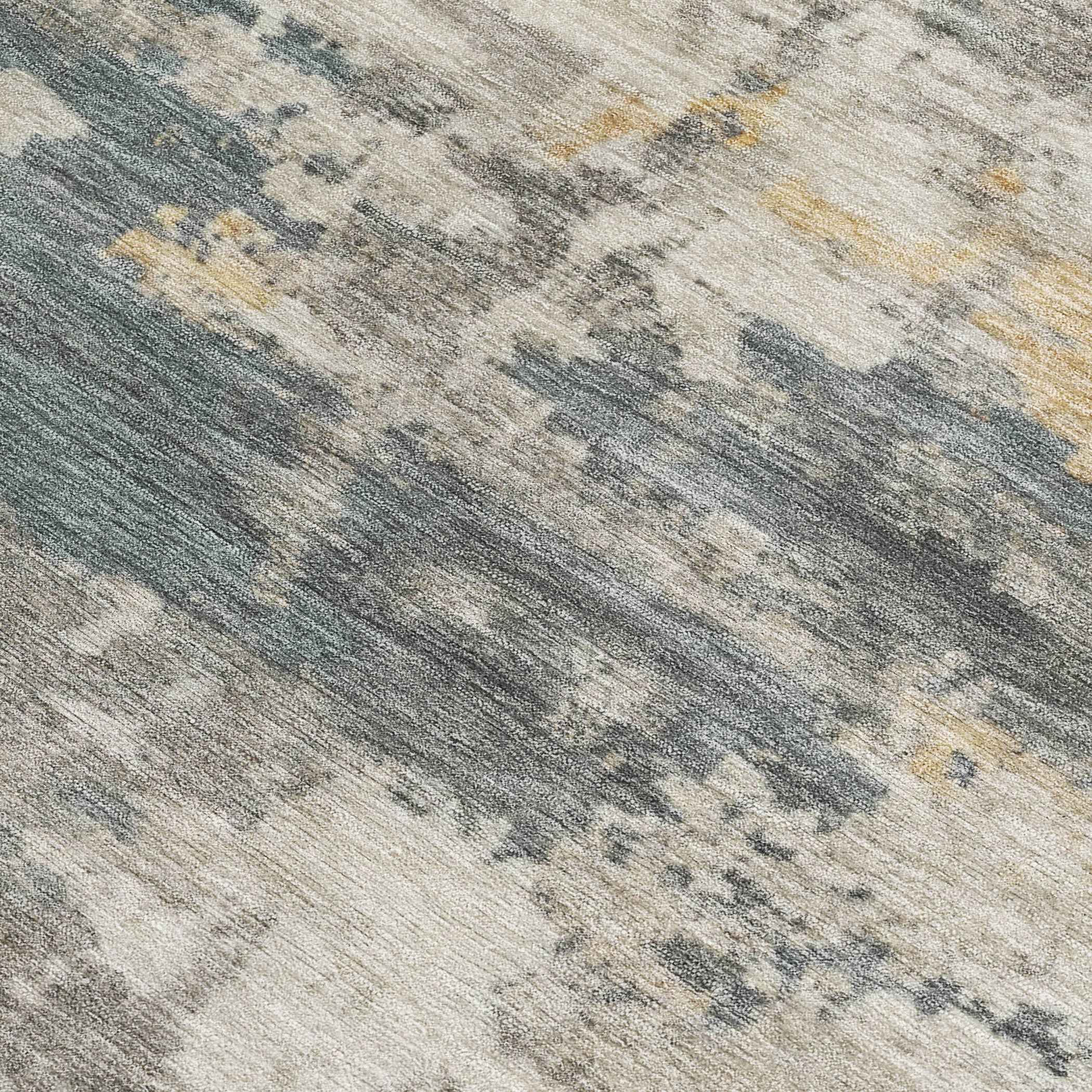 9' X 12' Artichoke Green Gold And Ivory Abstract Washable Indoor Outdoor Area Rug