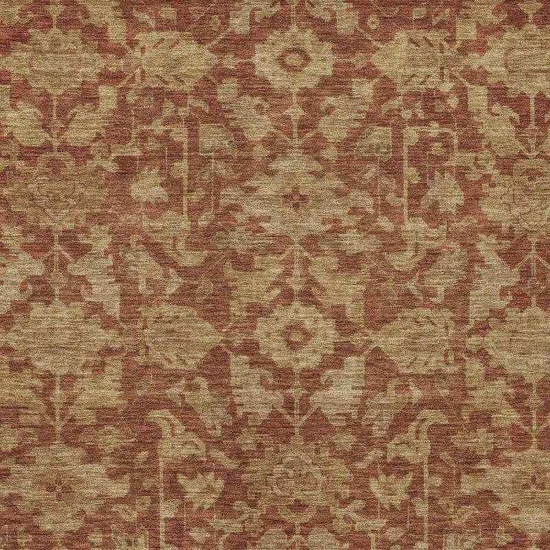 8' X 10' Rust And Beige Floral Washable Indoor Outdoor Area Rug