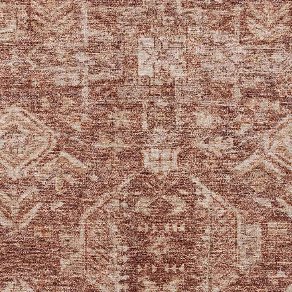 10' X 14' Rust And Beige Medallion Washable Indoor Outdoor Area Rug