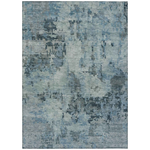 10' X 14' Blue And Gray Abstract Washable Indoor Outdoor Area Rug
