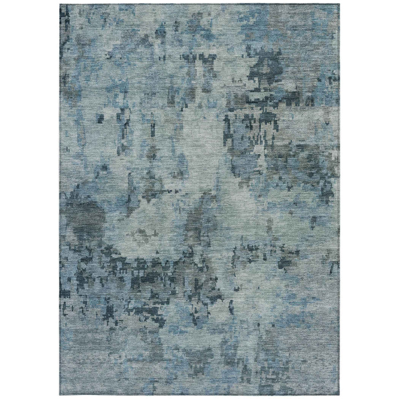 10' X 14' Blue And Gray Abstract Washable Indoor Outdoor Area Rug