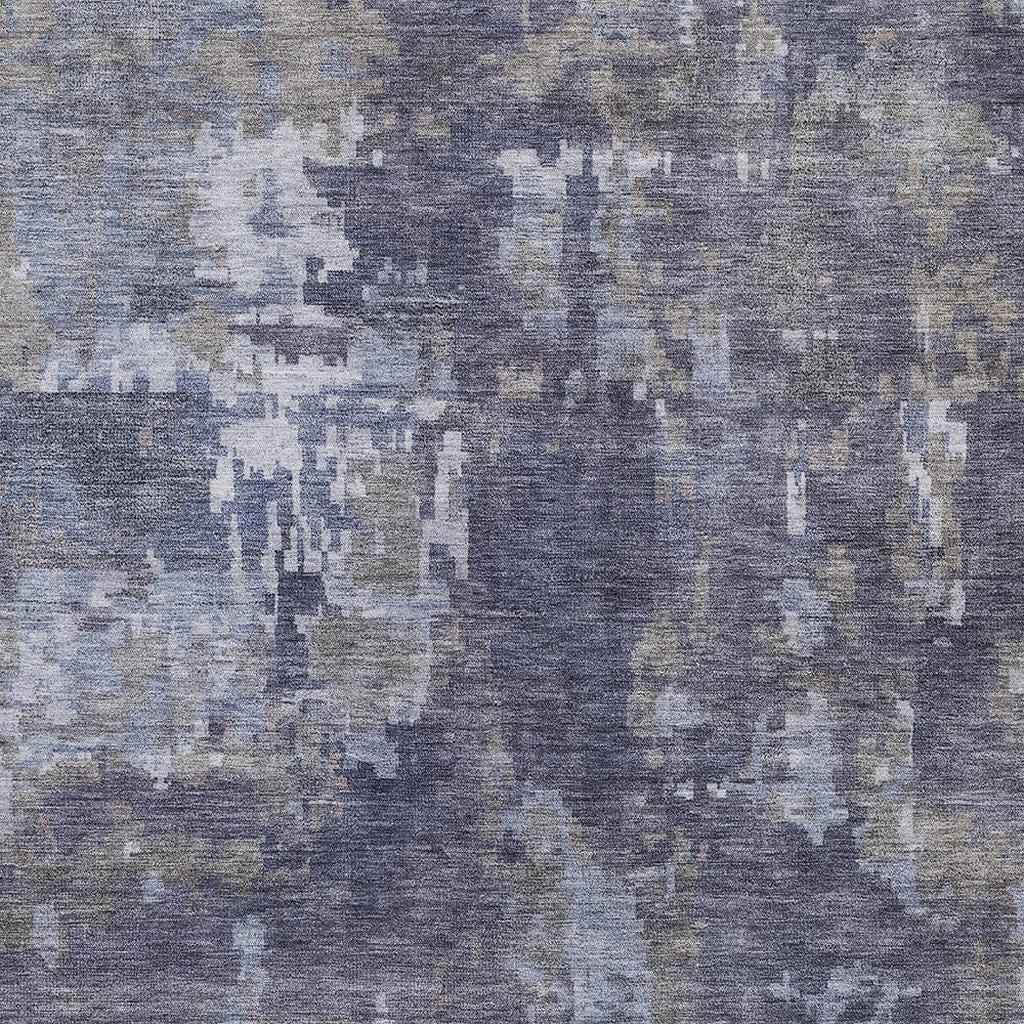 8' X 10' Plum And Ivory Abstract Washable Indoor Outdoor Area Rug