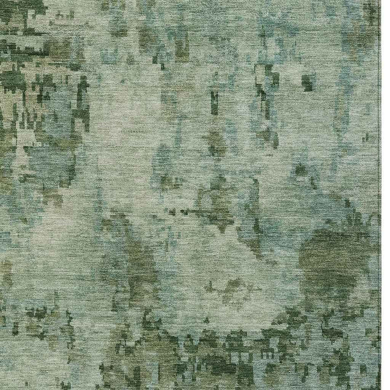 5' X 8' Sage And Teal Blue Abstract Washable Indoor Outdoor Area Rug