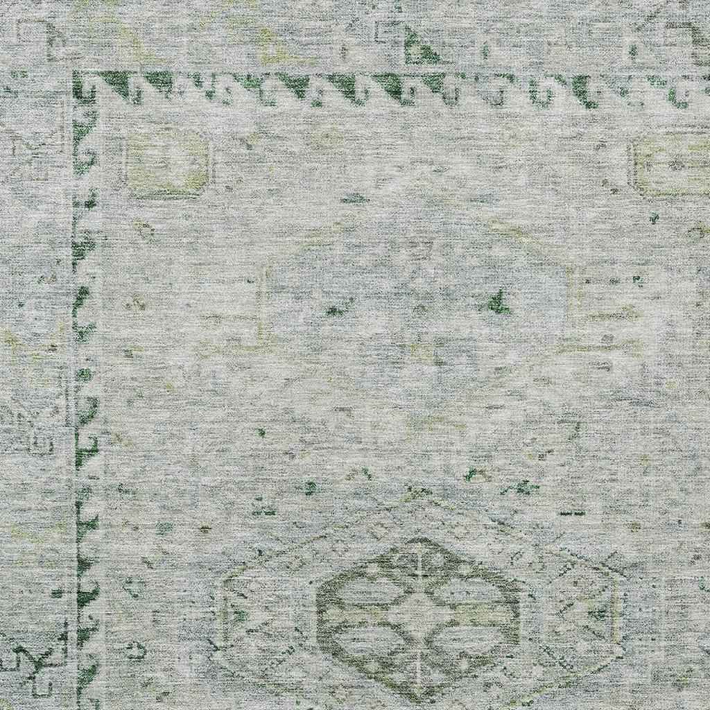 3' X 5' Lime Green And Beige Medallion Washable Indoor Outdoor Area Rug