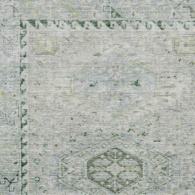 3' X 5' Lime Green And Beige Medallion Washable Indoor Outdoor Area Rug