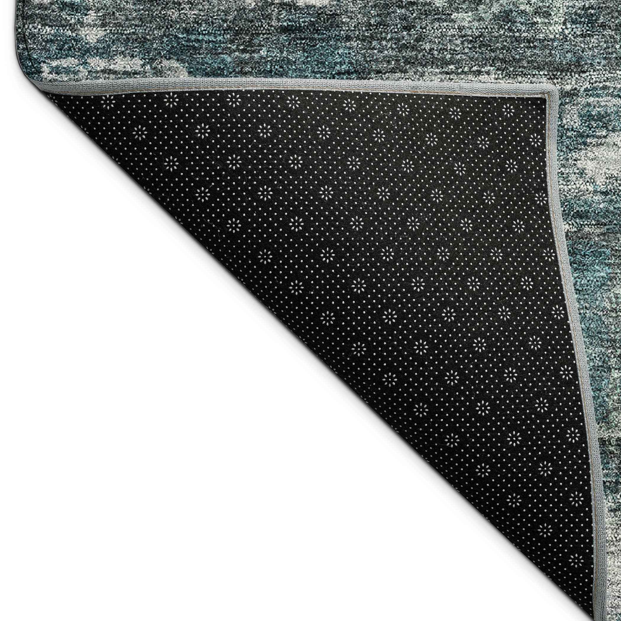8' X 10' Teal Blue And Silver Medallion Washable Indoor Outdoor Area Rug