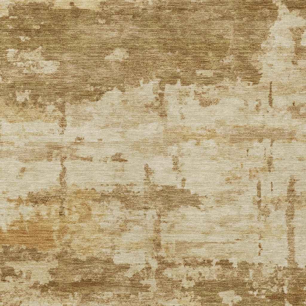 3' X 5' Brown And Beige Abstract Washable Indoor Outdoor Area Rug