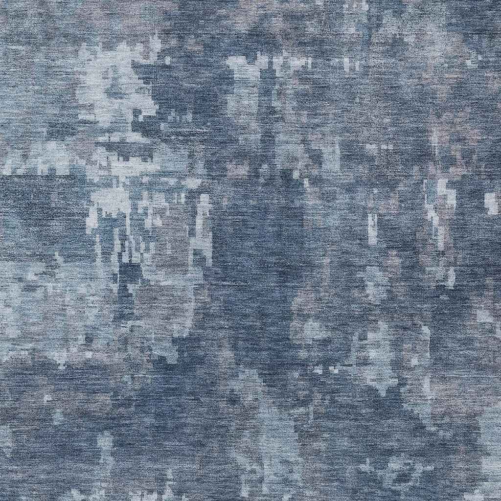 8' X 10' Blue And Ivory Abstract Washable Indoor Outdoor Area Rug