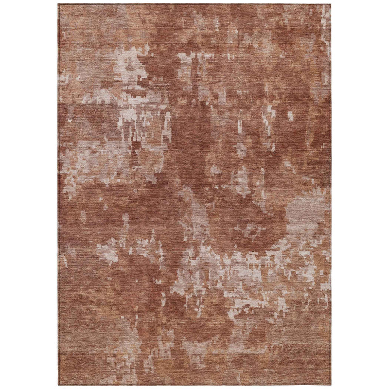 5' X 8' Copper And Ivory Abstract Washable Indoor Outdoor Area Rug