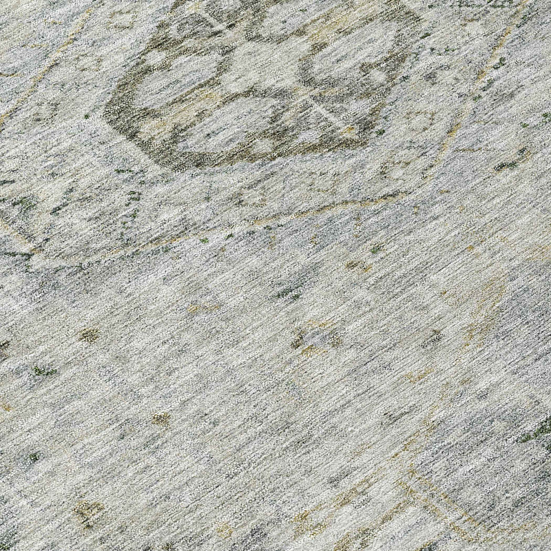 8' Taupe And Beige Round Medallion Washable Indoor Outdoor Area Rug