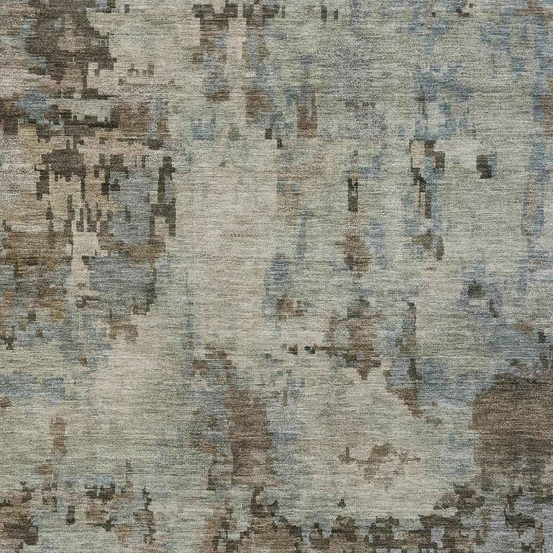 3' X 5' Beige Gray And Chocolate Abstract Washable Indoor Outdoor Area Rug