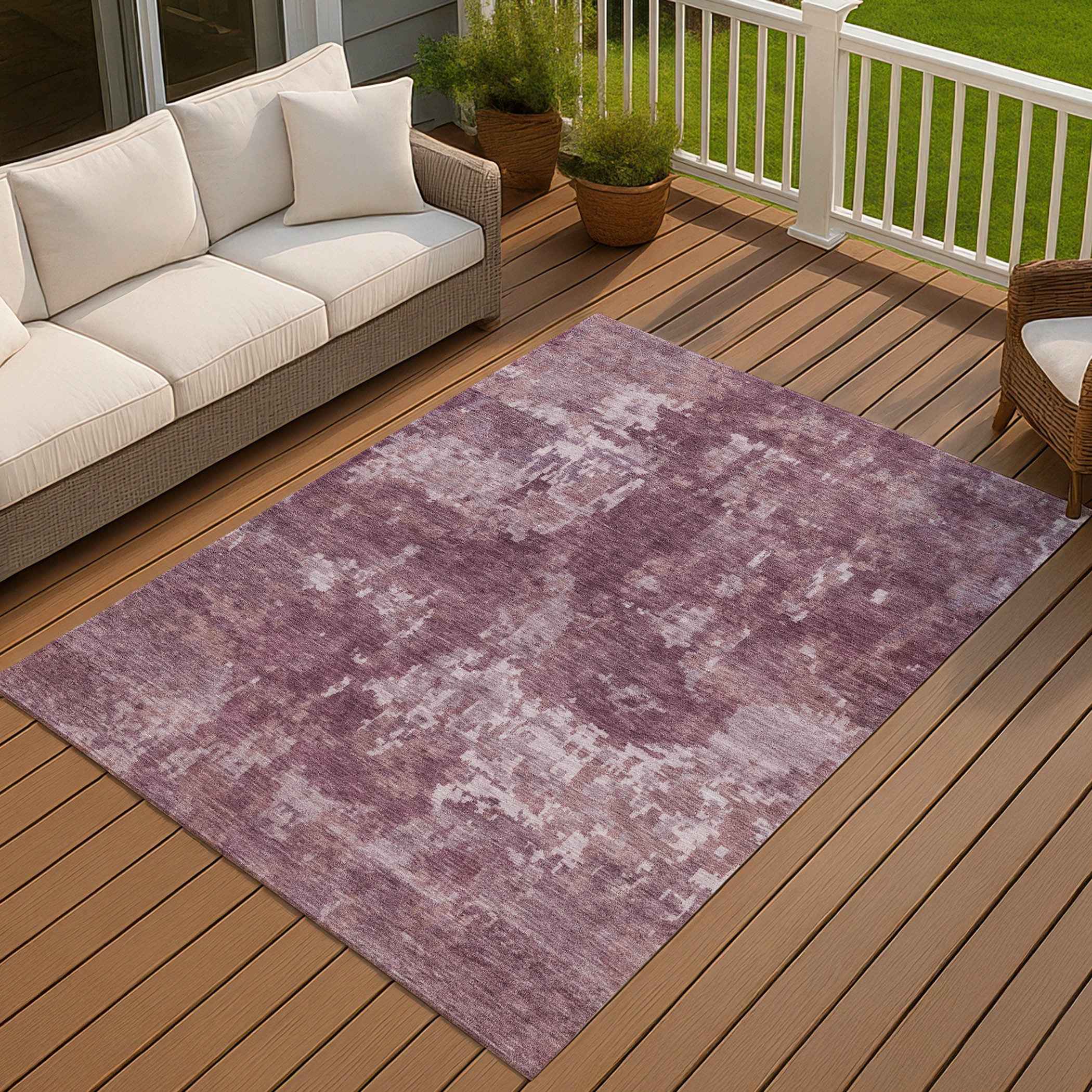 3' X 5' Merlot And Gray Abstract Washable Indoor Outdoor Area Rug