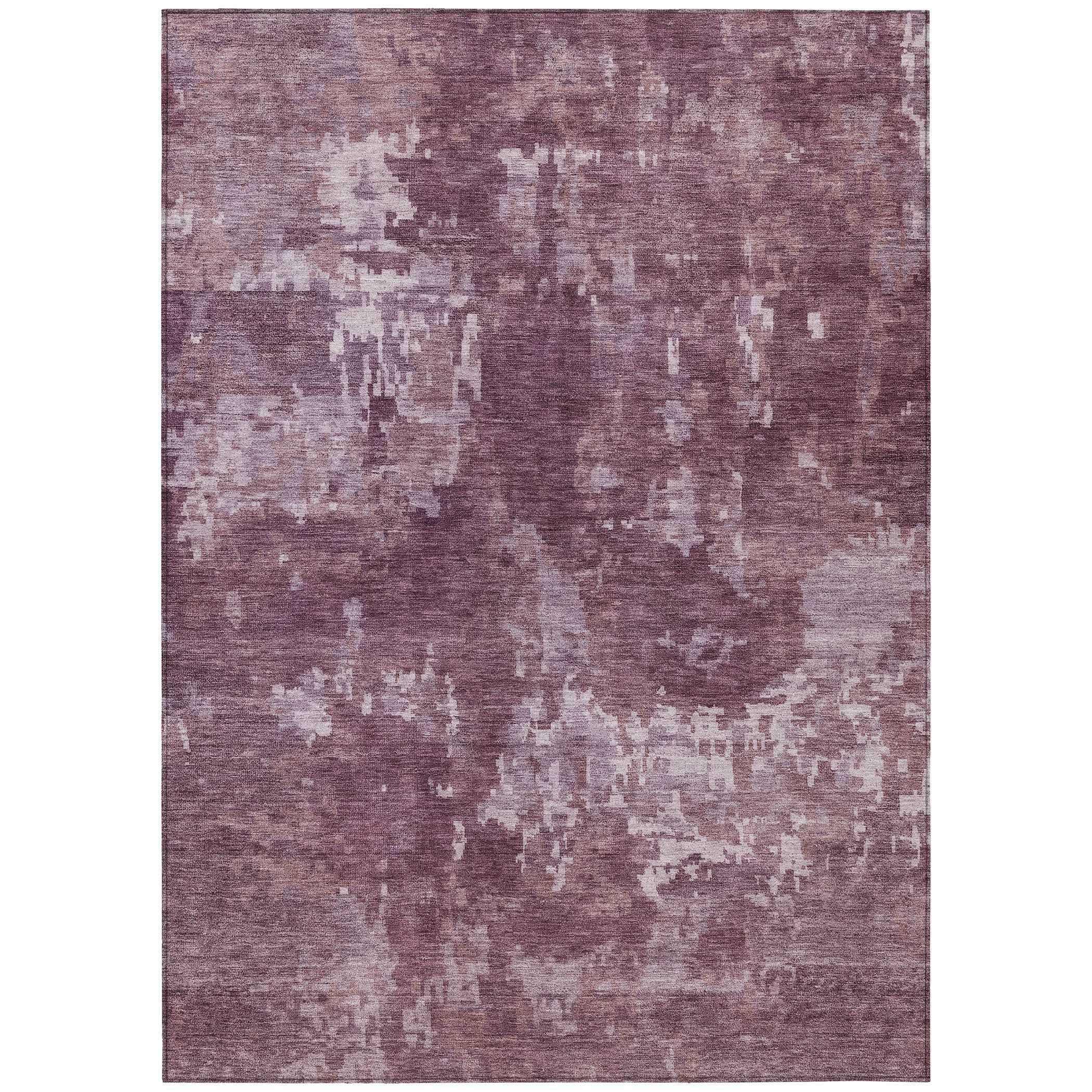 3' X 5' Merlot And Gray Abstract Washable Indoor Outdoor Area Rug