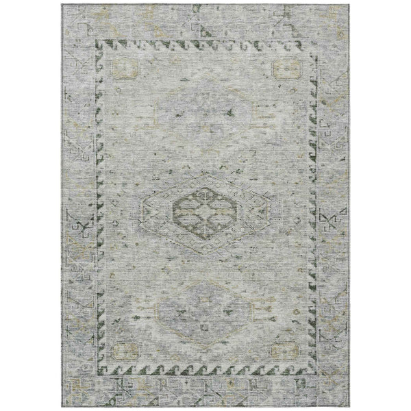 10' X 14' Taupe And Beige Medallion Washable Indoor Outdoor Area Rug