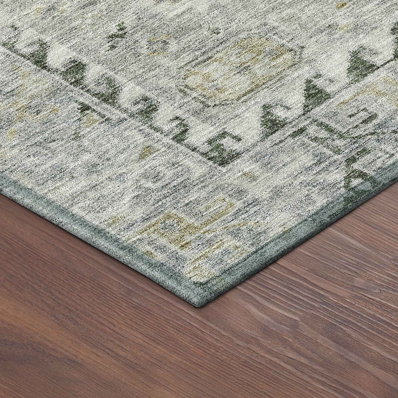 10' X 14' Taupe And Beige Medallion Washable Indoor Outdoor Area Rug