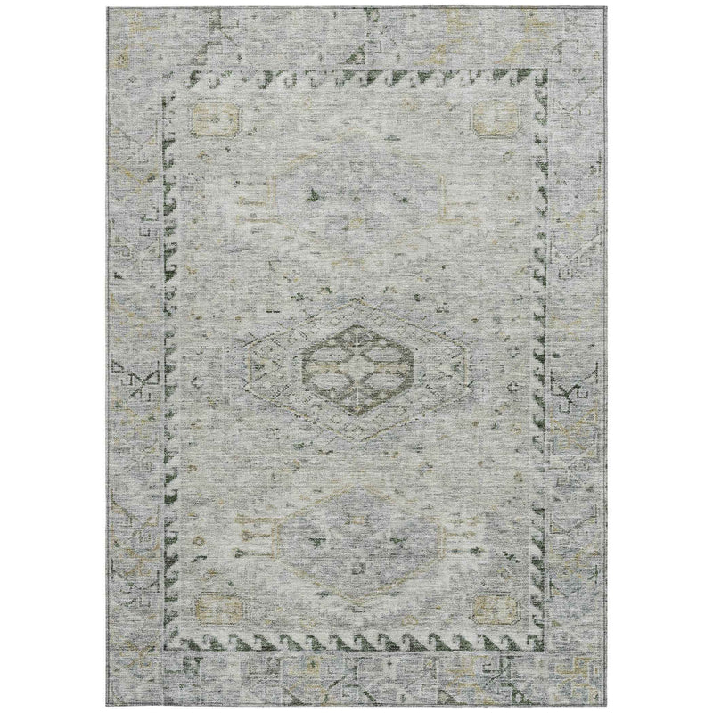10' X 14' Taupe And Beige Medallion Washable Indoor Outdoor Area Rug
